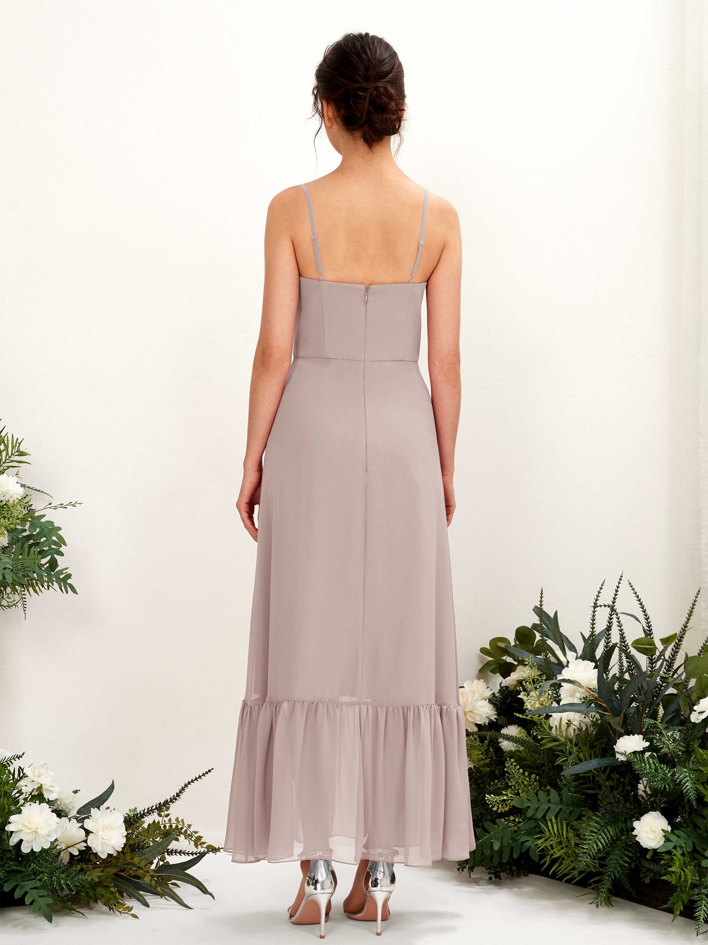 Carlyna Empire-Linie Spaghettiträger Bodenlanges Brautjungfernkleid Taupe #farbe_taupe