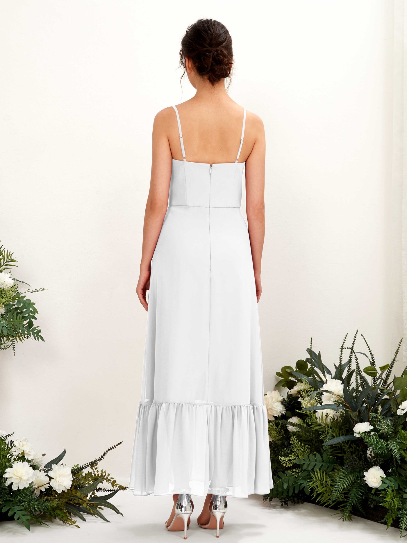 Carlyna Empire-Linie Spaghettiträger Bodenlanges Brautjungfernkleid Weiß #farbe_wei