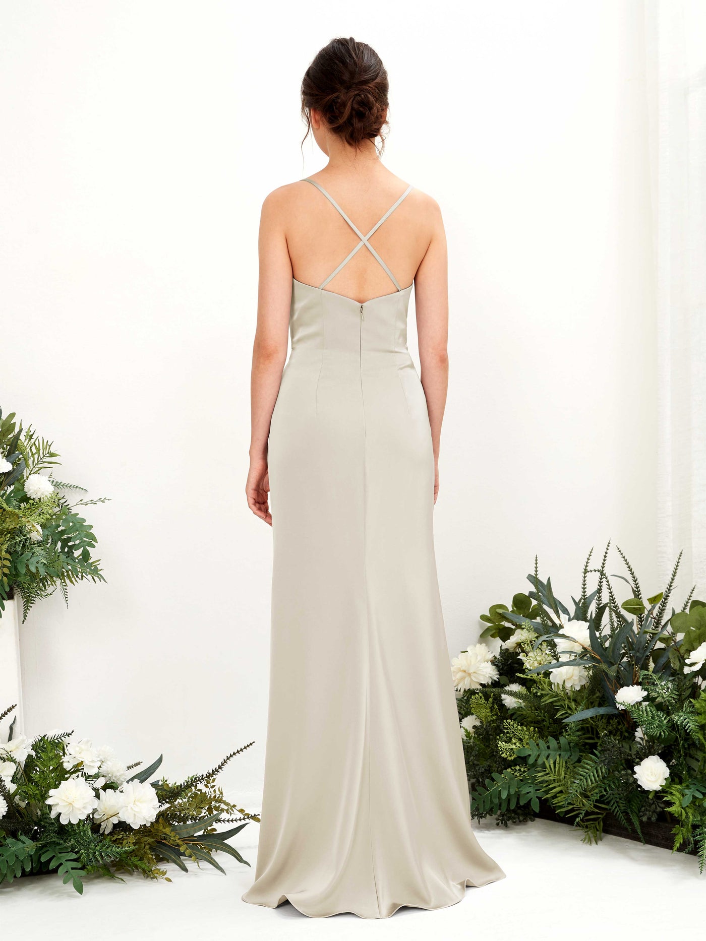 Carlyna Empire-Linie Wasserfall-Ausschnitt Bodenlanges Abendkleid Brautjungfernkleid Champagner #farbe_champagner