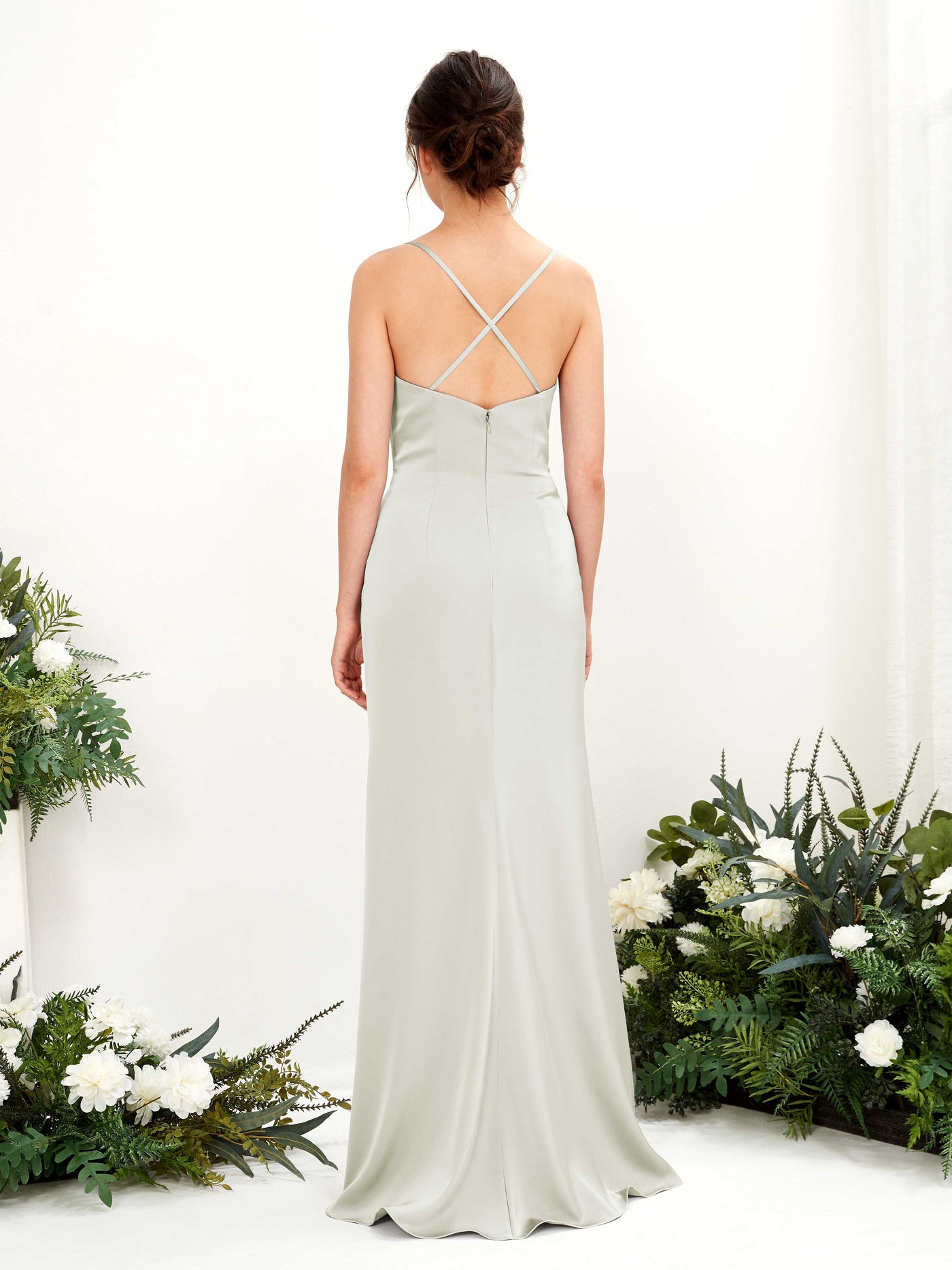 Carlyna Empire-Linie Wasserfall-Ausschnitt Bodenlanges Abendkleid Brautjungfernkleid Elfenbein #farbe_elfenbein