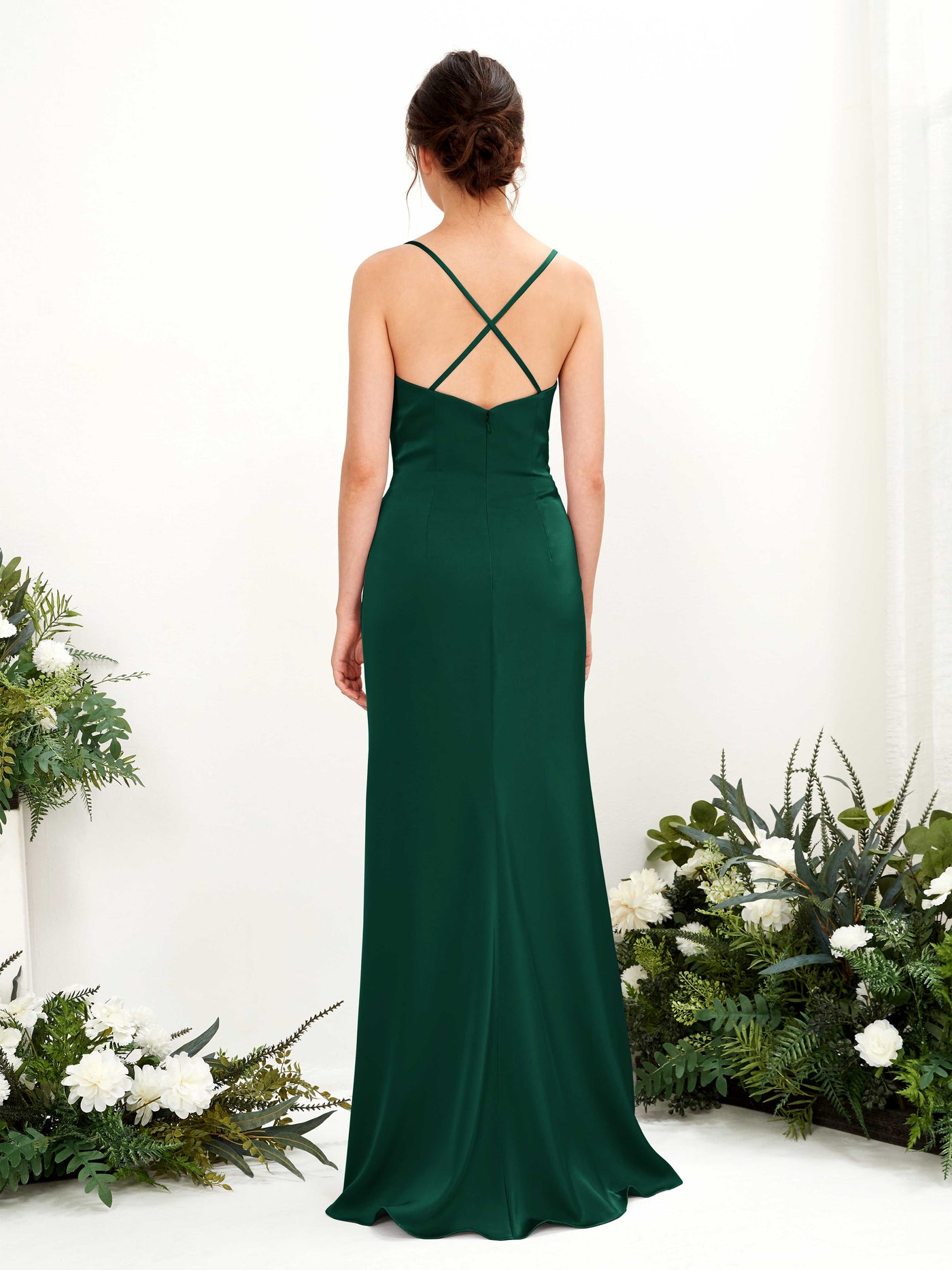 Carlyna Empire-Linie Wasserfall-Ausschnitt Bodenlanges Abendkleid Brautjungfernkleid Jägergrün #farbe_j-gergr-n