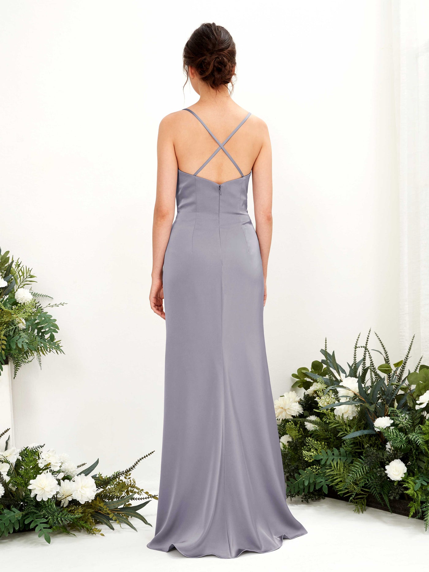 Carlyna Empire-Linie Wasserfall-Ausschnitt Bodenlanges Abendkleid Brautjungfernkleid Lila Dunst #farbe_lila-dunst