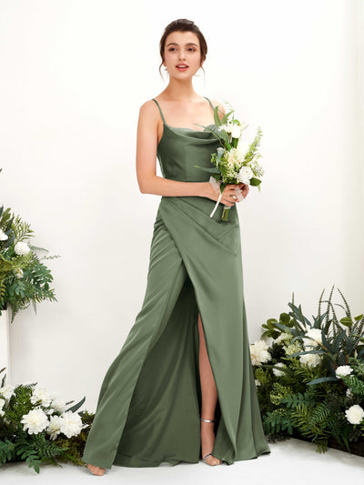 Carlyna Empire-Linie Wasserfall-Ausschnitt Bodenlanges Abendkleid Brautjungfernkleid Olivgrün #farbe_olivgr-n
