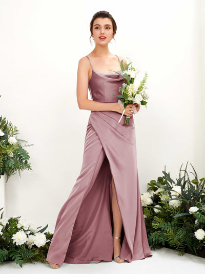 Carlyna Empire-Linie Wasserfall-Ausschnitt Bodenlanges Abendkleid Brautjungfernkleid Rosenquarz #farbe_rosenquarz