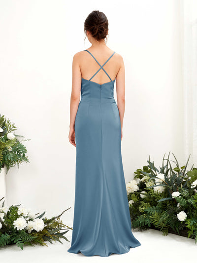 Carlyna Empire-Linie Wasserfall-Ausschnitt Bodenlanges Abendkleid Brautjungfernkleid Tinte Blau #farbe_tinte-blau