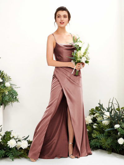 Carlyna Empire-Linie Wasserfall-Ausschnitt Bodenlanges Abendkleid Brautjungfernkleid Wüstenrose #farbe_w-stenrose