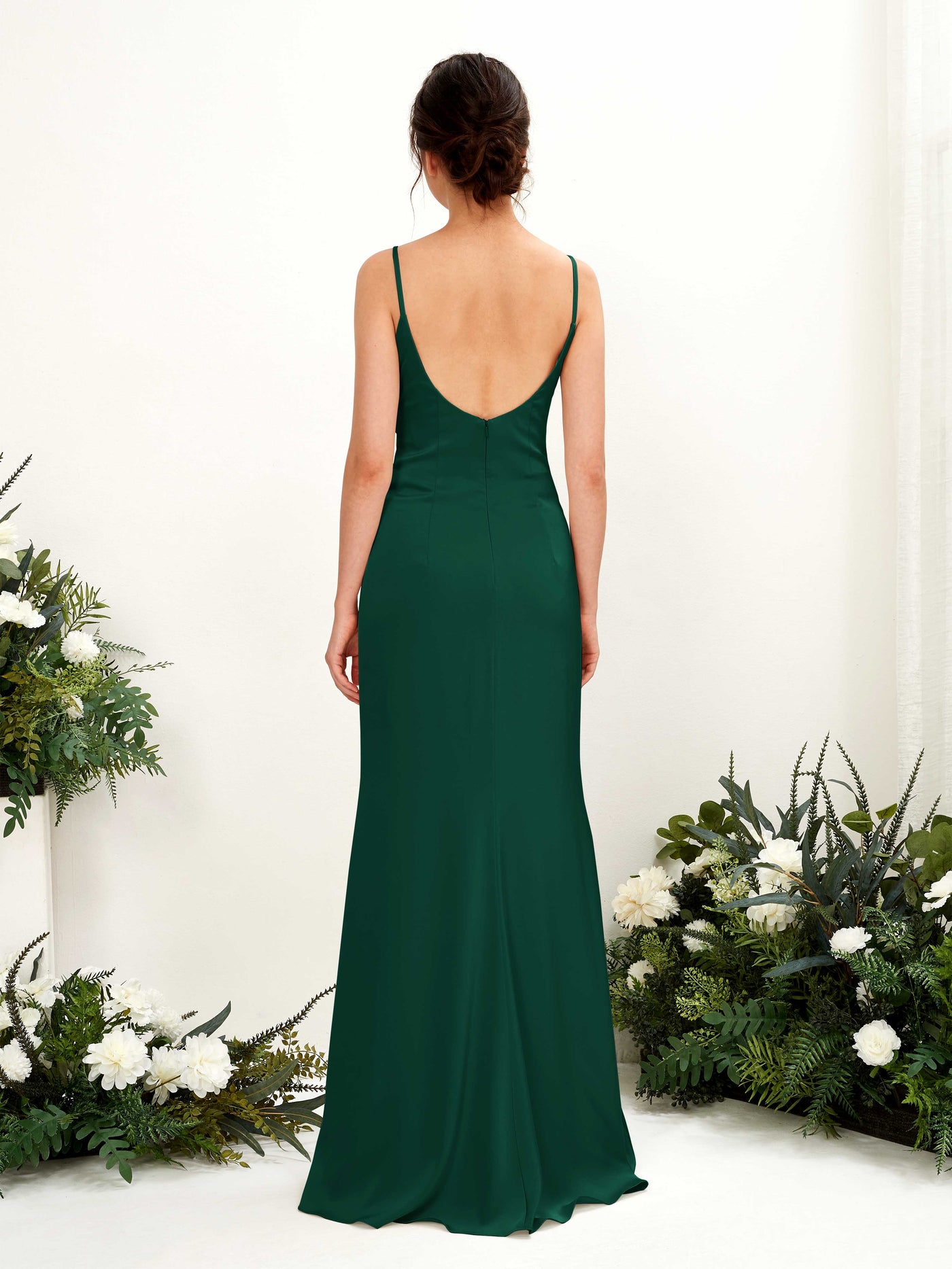 Carlyna Empire-Linie Wasserfall Bodenlang Gerafft Satin Brautjungfernkleider Jägergrün #farbe_j-gergr-n