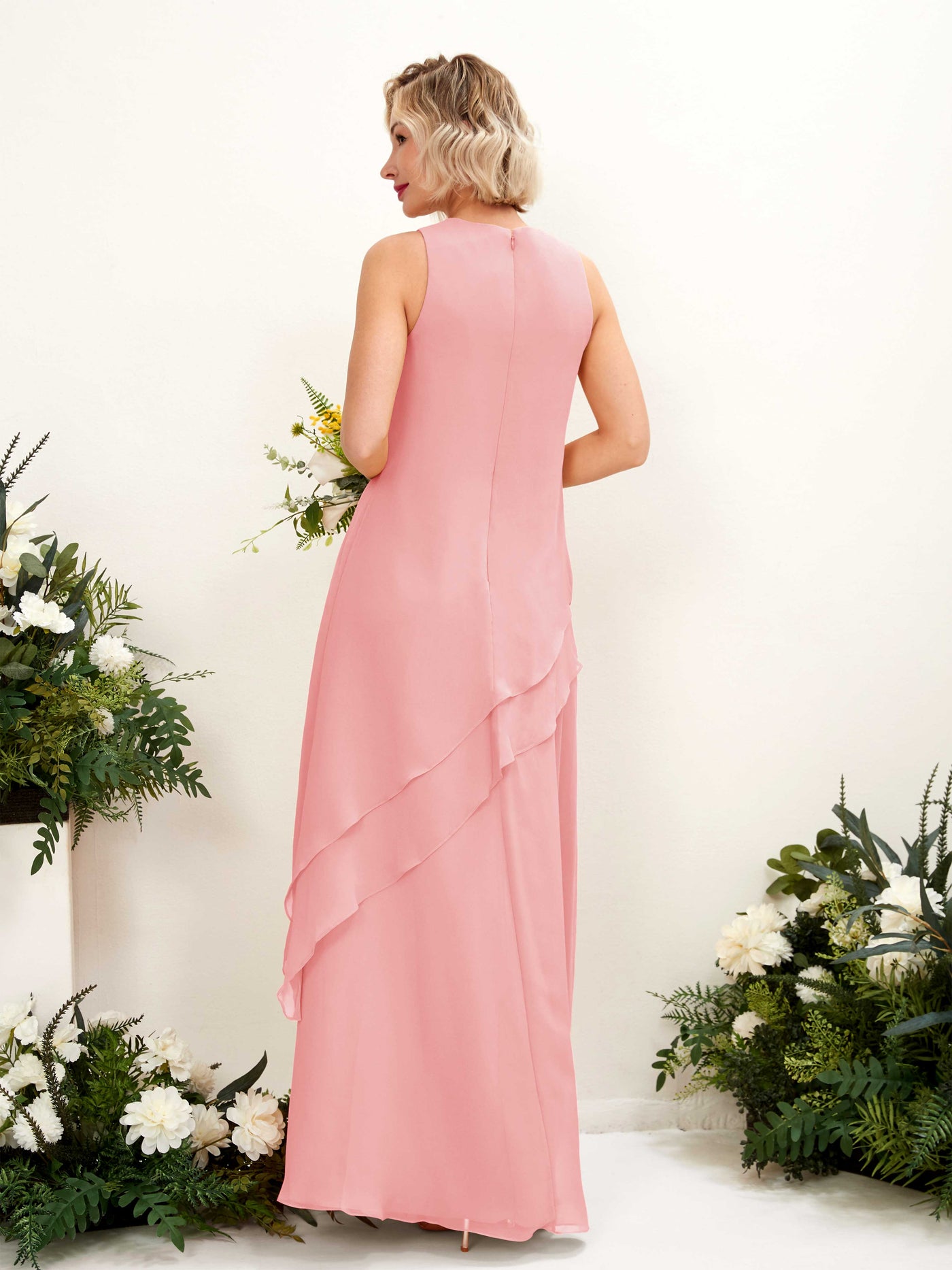 Carlyna Etui Bodenlang Rundhals Brautjungfernkleid Ballettrosa #farbe_ballettrosa