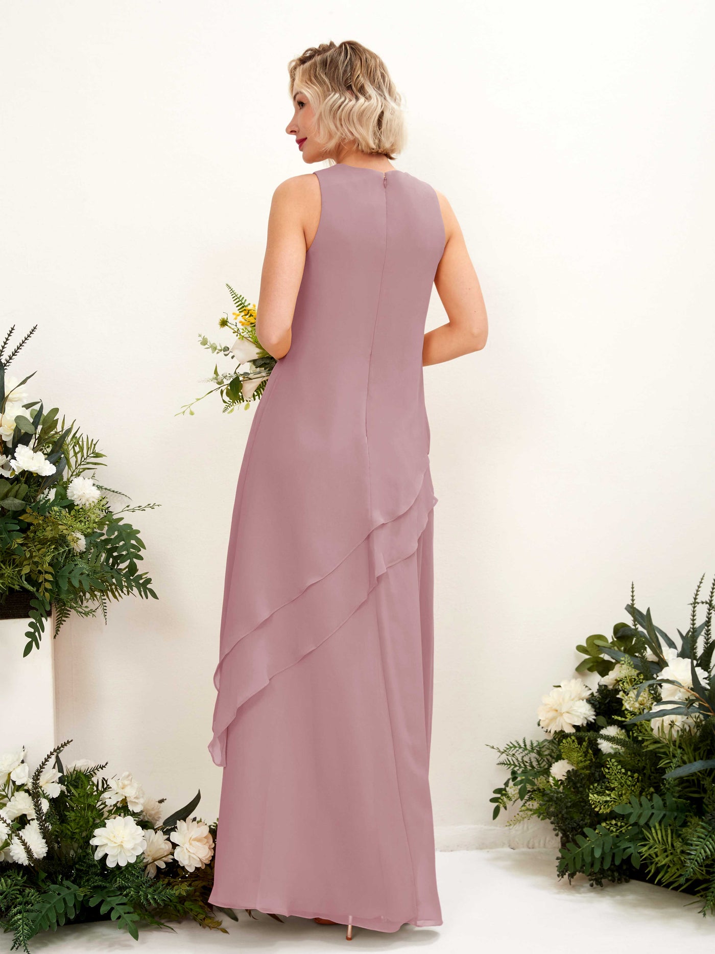 Carlyna Etui Bodenlang Rundhals Brautjungfernkleid Klassisch Mauve #farbe_klassisch-mauve