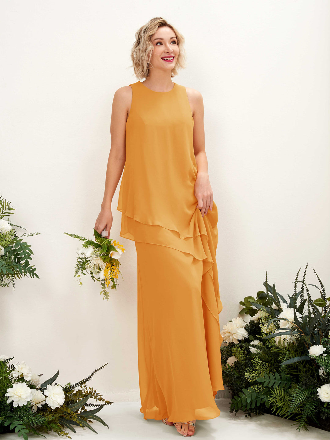 Carlyna Etui Bodenlang Rundhals Brautjungfernkleid Mango 