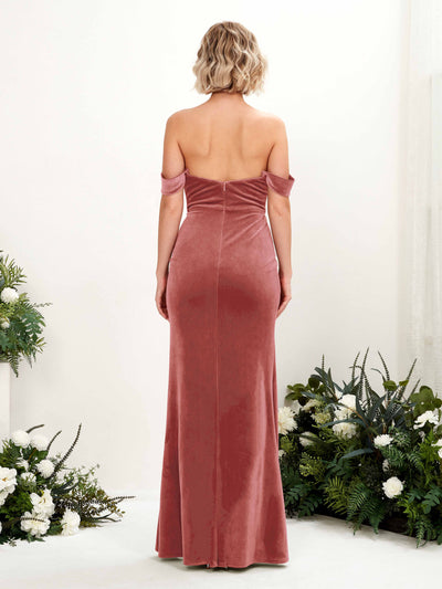 Carlyna Meerjungfrau-Linie Carmen Ausschnitt Beinschlitz Bodenlange Brautjungfernkleider Staubige Rose #farbe_staubige-rose