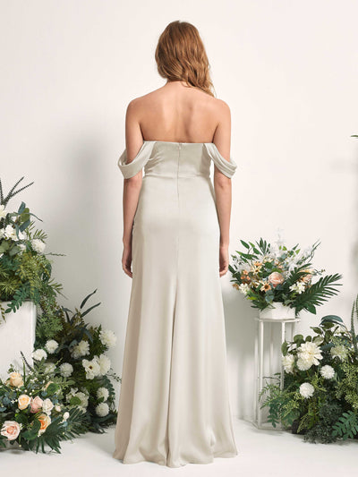 Carlyna Meerjungfrau-Linie Carmen-Ausschnitt gerafft Bodenlang Brautjungfernkleid Champagner #farbe_champagner