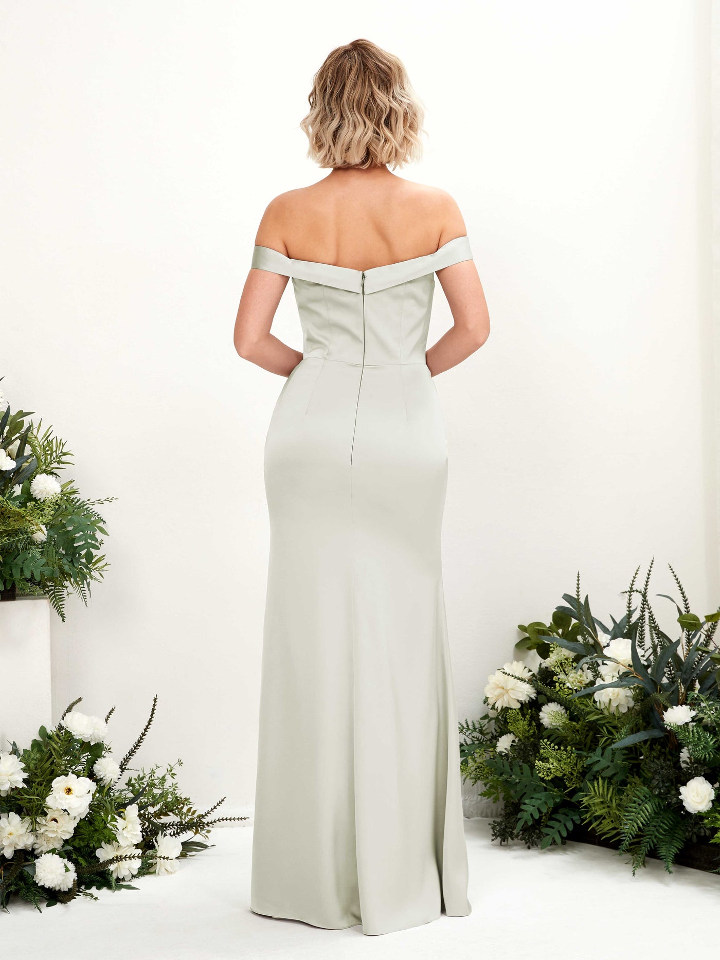 Carlyna Meerjungfrau-Linie Carmen Bodenlang Beinschlitz Brautjungfernkleid Elfenbein #farbe_elfenbein