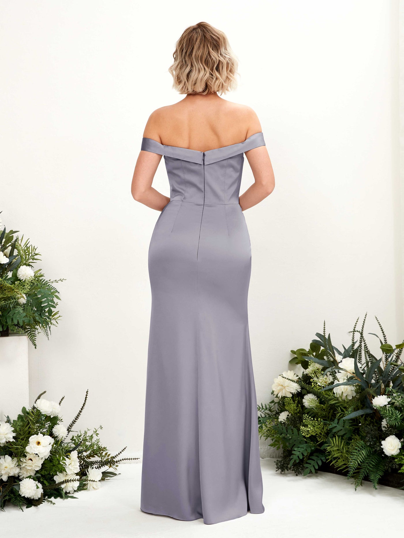 Carlyna Meerjungfrau-Linie Carmen Bodenlang Beinschlitz Brautjungfernkleid Lila Dunst #farbe_lila-dunst