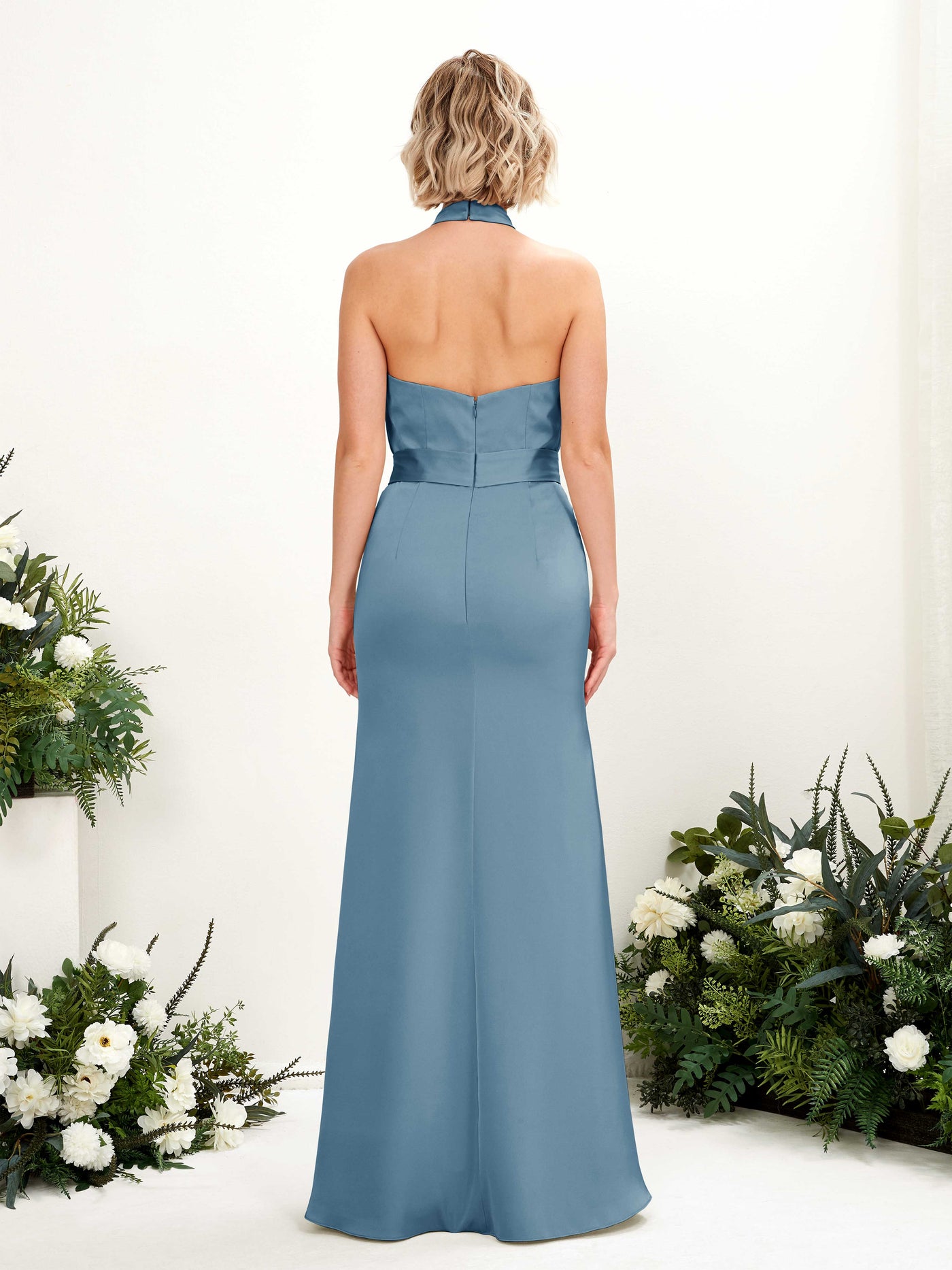 Carlyna Meerjungfrau-Linie Neckholder Bodenlang Kleid Tinte Blau #farbe_tinte-blau