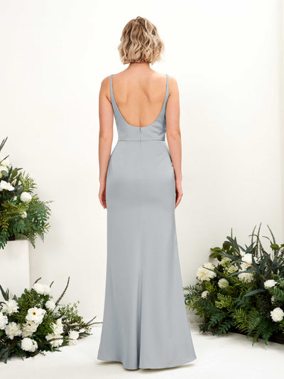 Carlyna Meerjungfrau-Linie V-Ausschnitt Bodenlang Satin Kleid Baby Blau #farbe_baby-blau