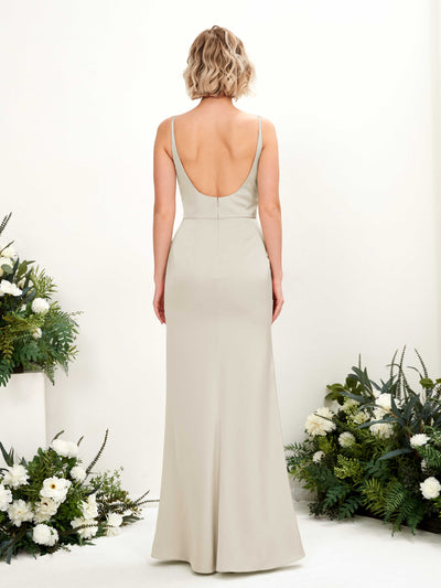 Carlyna Meerjungfrau-Linie V-Ausschnitt Bodenlang Satin Kleid Champagner #farbe_champagner