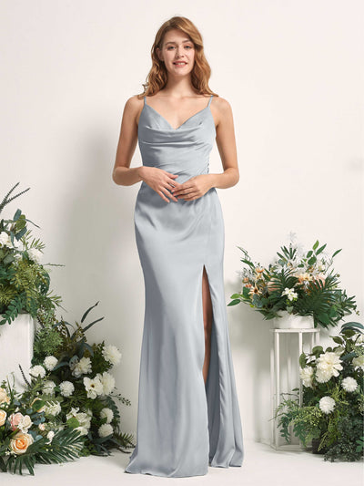 Carlyna Meerjungfrau-Linie V-Ausschnitt Bodenlang Satin Kleid für Brautjungfern Baby Blau #farbe_baby-blau