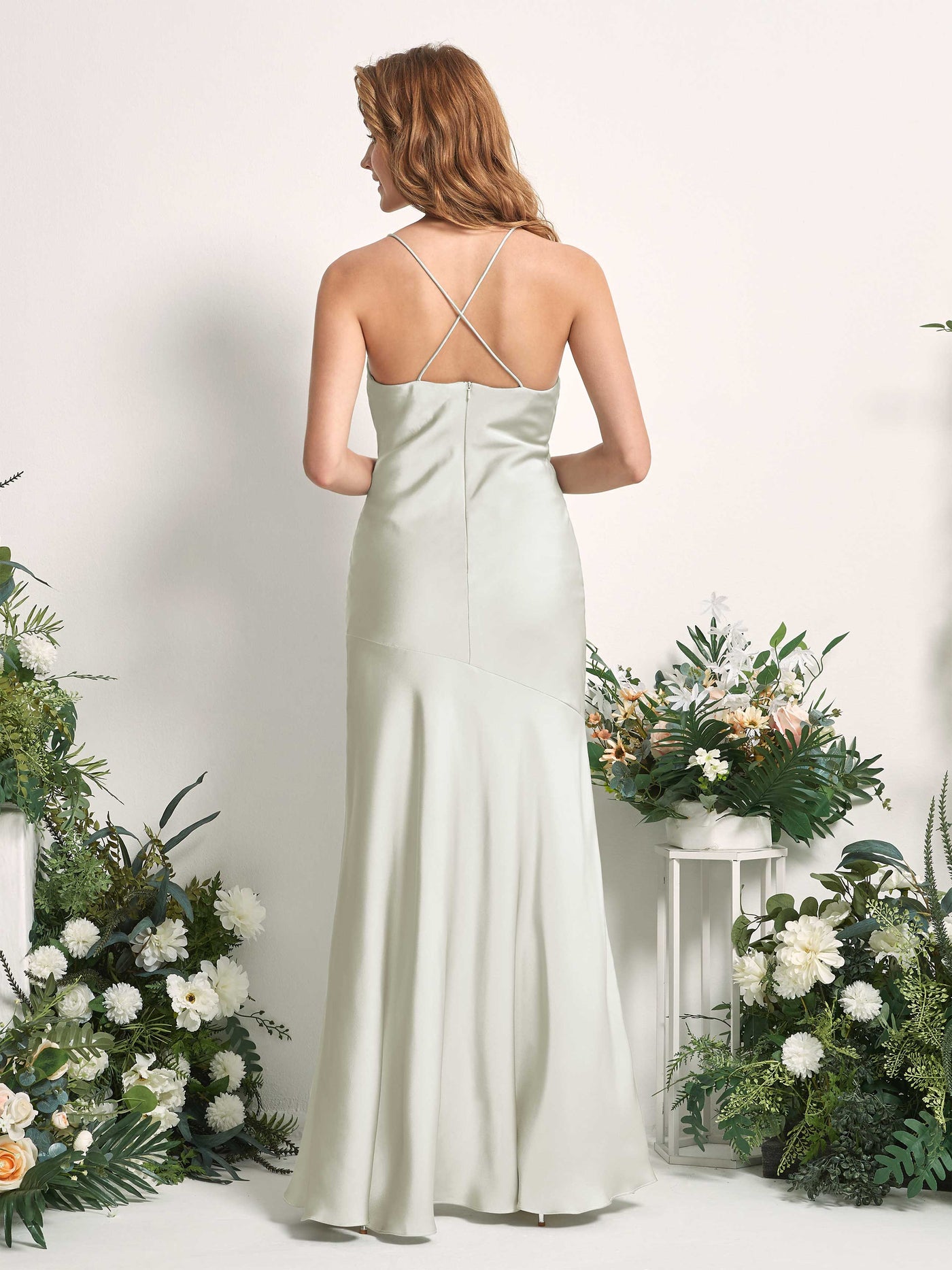 Carlyna Meerjungfrau-Linie Wasserfallausschnitt Bodenlang Brautjungfernkleid Elfenbein #farbe_elfenbein