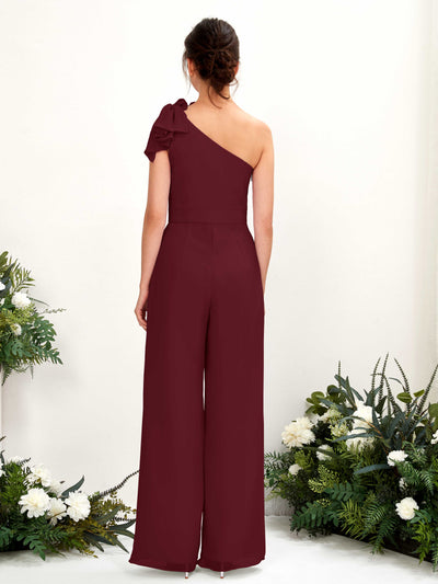 Carlyna Overall One-Shoulder Bodenlang Brautjungfernkleid Burgunderrot #farbe_burgunderrot