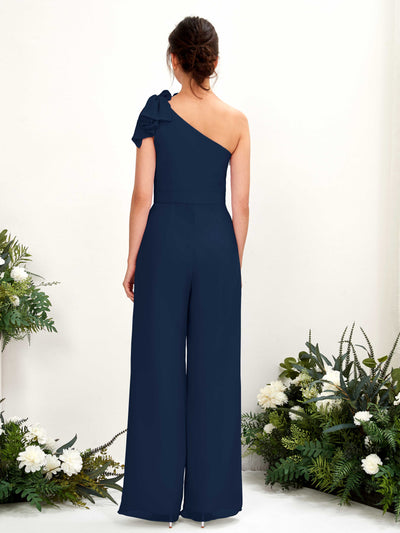 Carlyna Overall One-Shoulder Bodenlang Brautjungfernkleid Marineblau #farbe_marineblau