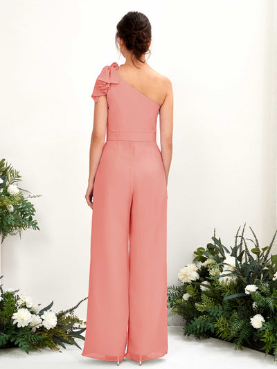 Carlyna Overall One-Shoulder Bodenlang Brautjungfernkleid Pfirsichrosa #farbe_pfirsichrosa