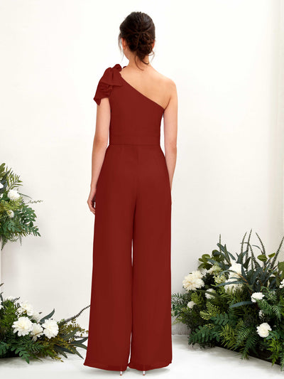 Carlyna Overall One-Shoulder Bodenlang Brautjungfernkleid Rostrot #farbe_rostrot