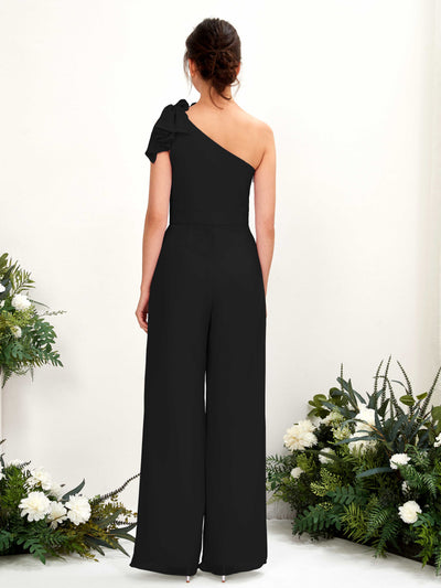 Carlyna Overall One-Shoulder Bodenlang Brautjungfernkleid Schwarz #farbe_schwarz