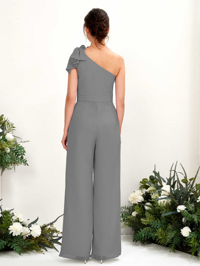 Carlyna Overall One-Shoulder Bodenlang Brautjungfernkleid Stahlgrau #farbe_stahlgrau