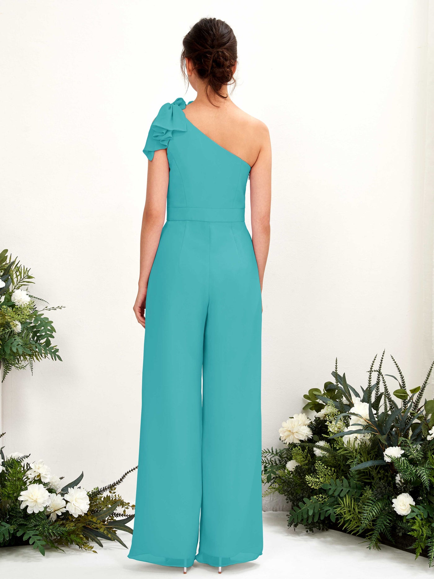 Carlyna Overall One-Shoulder Bodenlang Brautjungfernkleid Türkis #farbe_t-rkis