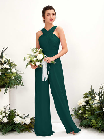 Carlyna Overall Wickelausschnitt Bodenlang Chiffon gerafft Brautjungfernkleider Dunkelsmaragd #farbe_dunkelsmaragd
