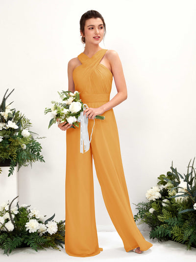 Carlyna Overall Wickelausschnitt Bodenlang Chiffon gerafft Brautjungfernkleider Mango #farbe_mango