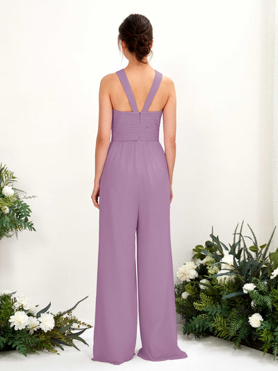 Carlyna Overall Wickelausschnitt Bodenlang Chiffon gerafft Brautjungfernkleider Orchideen-Nebel #farbe_orchideen-nebel