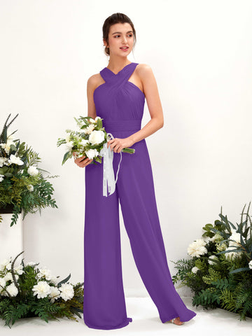 Carlyna Overall Wickelausschnitt Bodenlang Chiffon gerafft Brautjungfernkleider Regency #farbe_regency
