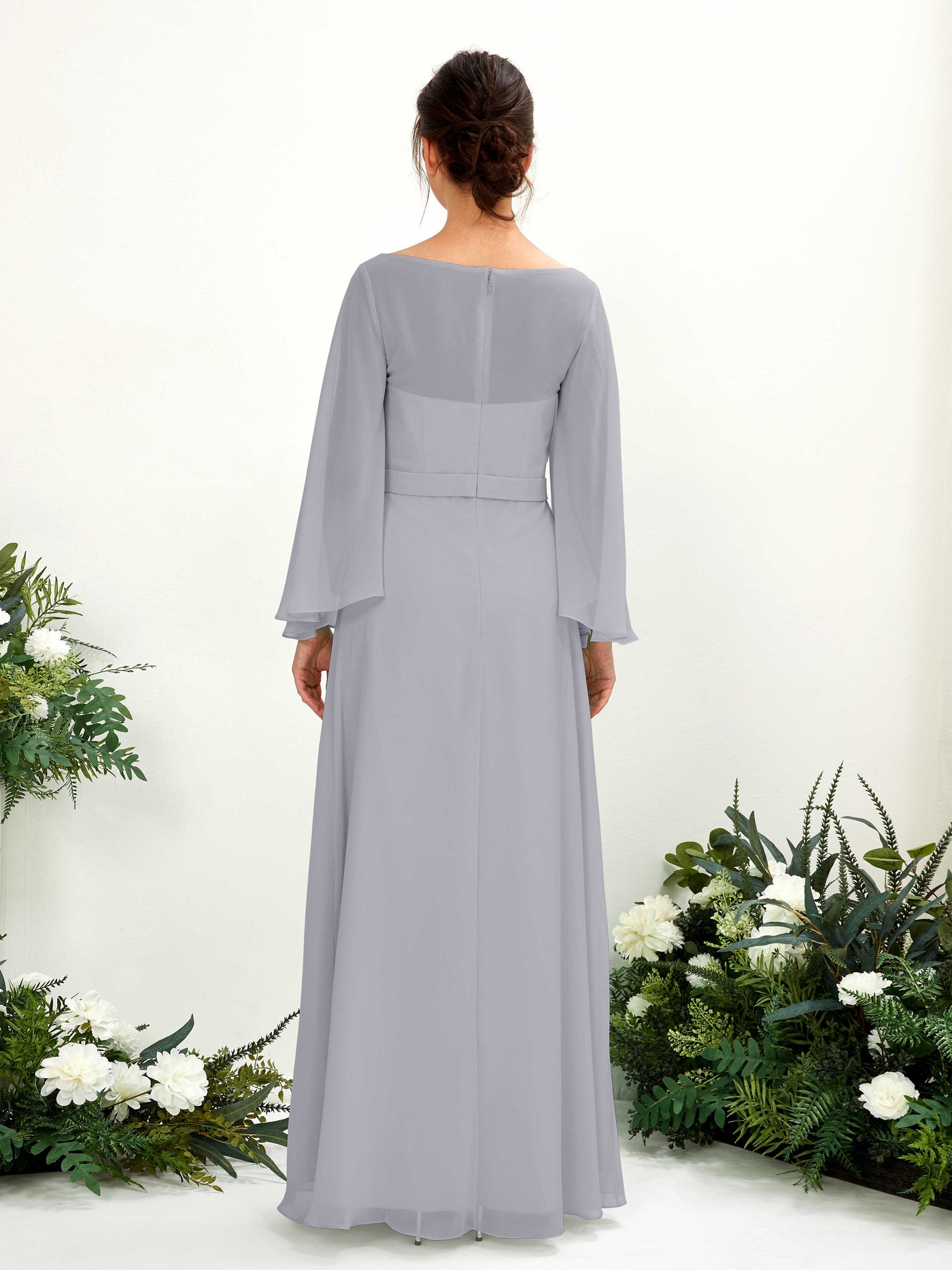 Carlyna U-Boot-Ausschnitt Bodenlanges A-Linien-Kleid Langarm Brautjungfernkleider Staubiger Lavendel #farbe_staubiger-lavendel