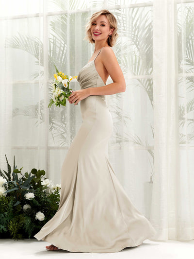 Carlyna Wasserfallausschnitt Bodenlang Satin Brautjungfernkleid Champagner #farbe_champagner