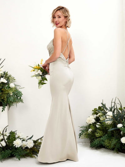 Carlyna Wasserfallausschnitt Bodenlang Satin Brautjungfernkleid Champagner #farbe_champagner